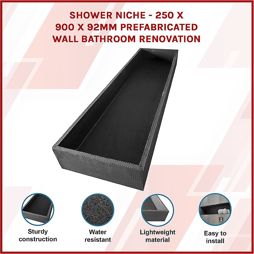 Shower Niche - 250 x 900 x 92mm Prefabricated Wall Bathroom Renovation - 0