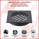 Square Black Floor Grate Drain 110 mm Full Brass Construction-3
