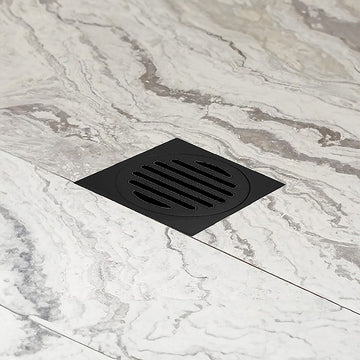Square Black Floor Grate Drain 110 mm Full Brass Construction - 0