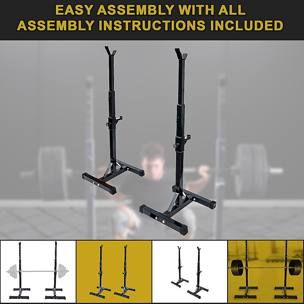 Pair of Adjustable Squat Rack Sturdy Steel Barbell Bench Press Stands GYM/HOME