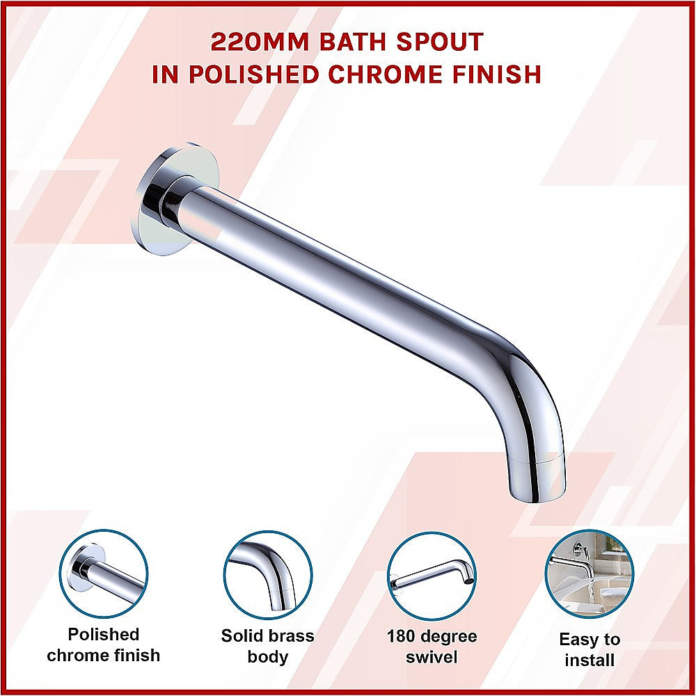 220mm Bath Spout in Polished Chrome Finish