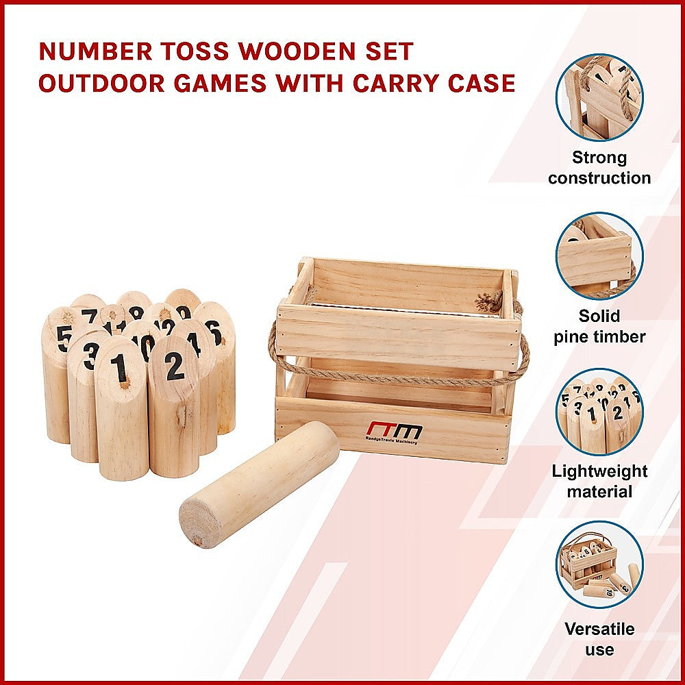 Number Toss Wooden Set Outdoor Games with Carry Case