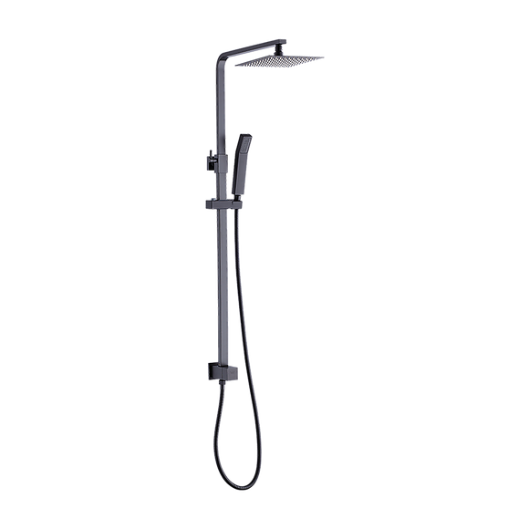 WELS 8" Rain Shower Head Set Square Dual Heads Faucet High Pressure Hand Held