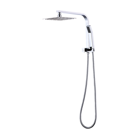 WELS 8" Rain Shower Head Set Square Dual Heads Faucet High Pressure Hand Held