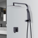 WELS 8" Rain Shower Head Set Square Dual Heads Faucet High Pressure With Mixer-2