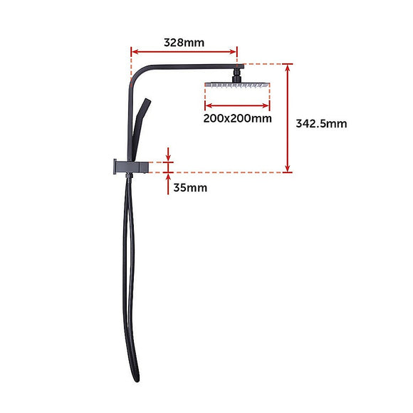 WELS 8" Rain Shower Head Set Square Dual Heads Faucet High Pressure Hand Held