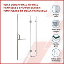 90 x 200cm Wall to Wall Frameless Shower Screen 10mm Glass By Della Francesca-3