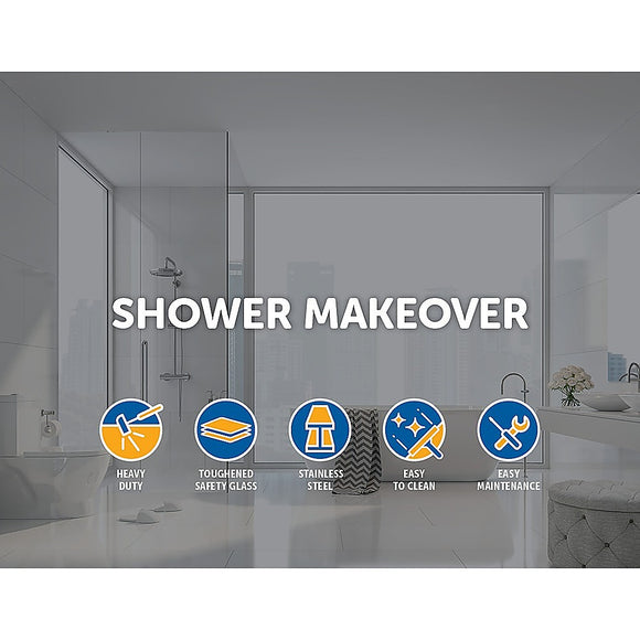 110 x 200cm Wall to Wall Frameless Shower Screen 10mm Glass By Della Francesca