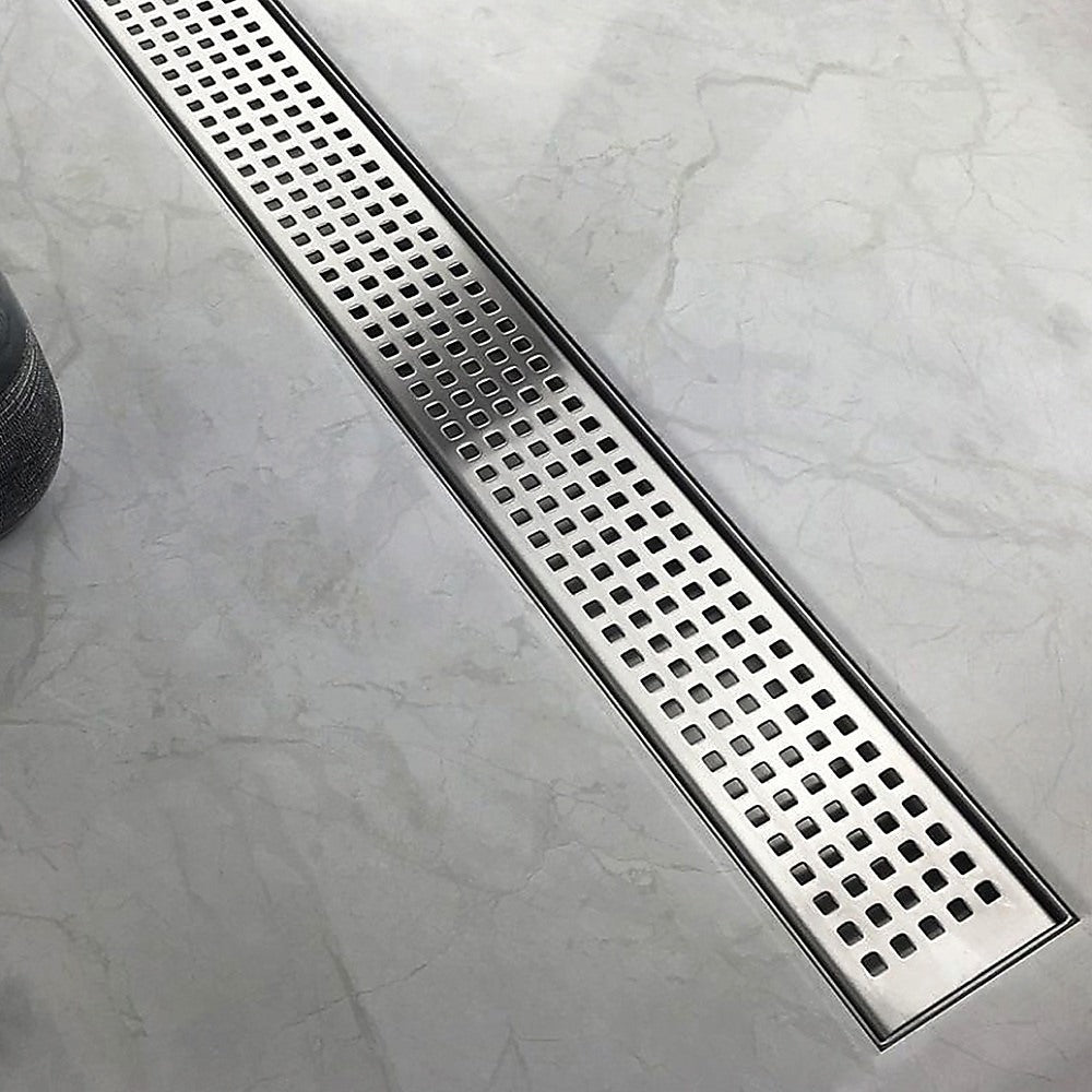 1000mm Bathroom Shower Stainless Steel Grate Drain w/Centre outlet Floor Waste Square Pattern