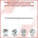 1200mm Bathroom Shower Stainless Steel Grate Drain w/Centre outlet Floor Waste Square Pattern-3