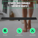 900mm Bathroom Shower Black Grate Drain w/Centre outlet Floor Waste Square Pattern-10