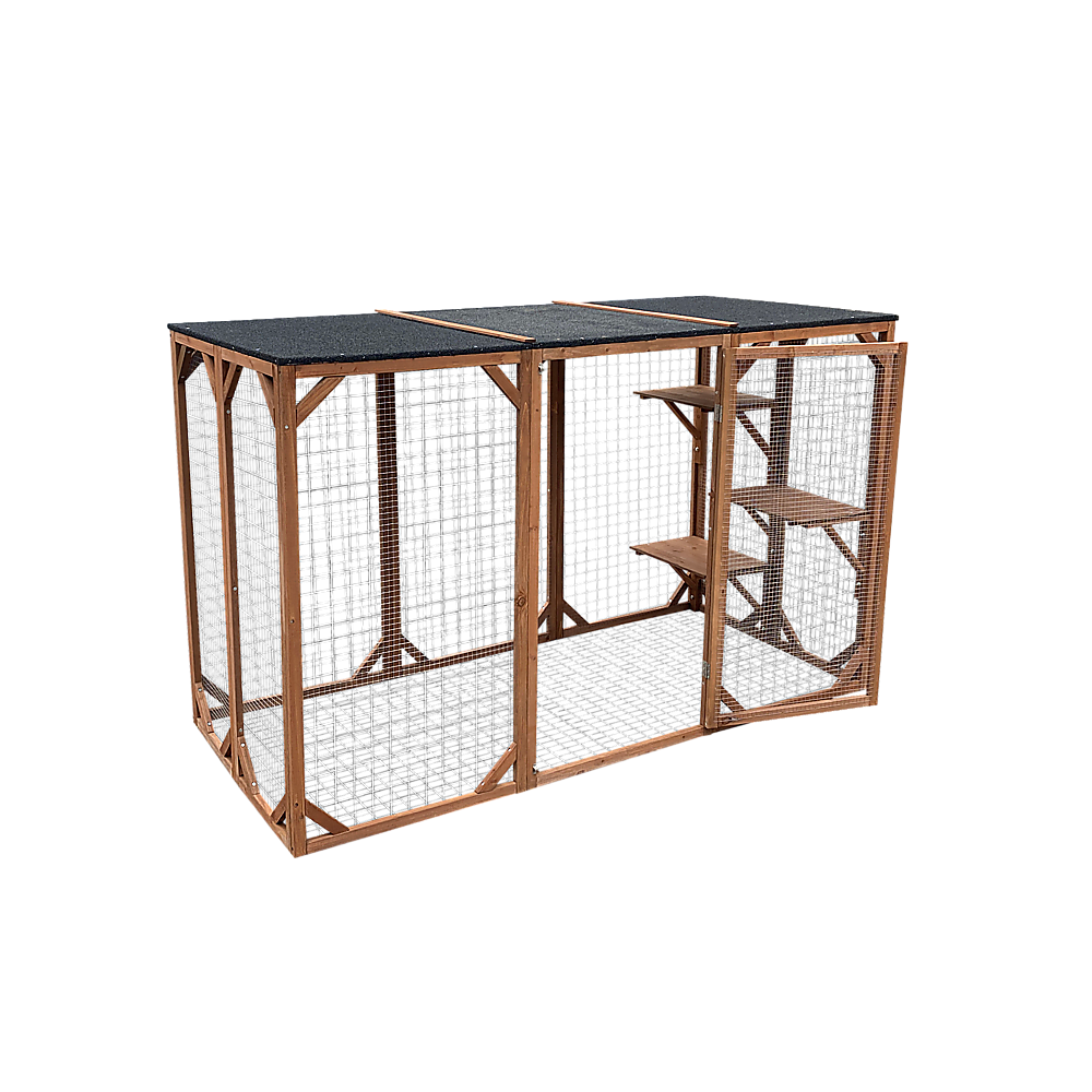 180cm Large Cat Enclosure Wooden Outdoor Cage with 3 Platforms