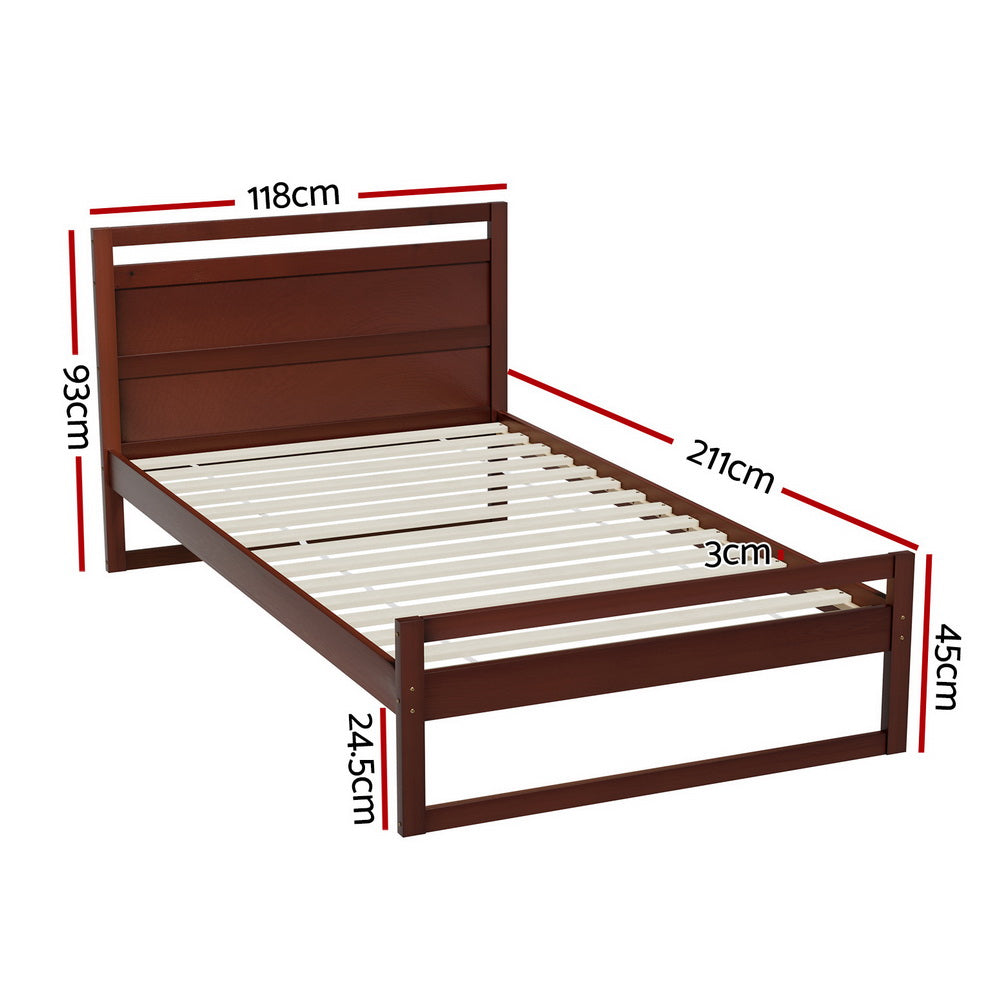 Artiss Bed Frame King Single Size Wooden Walnut WITTON - 0