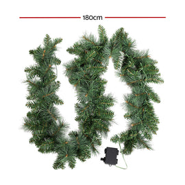 Jingle Jollys 1.8m Christmas Garland with LED lights Party Xmas Decorations - 0