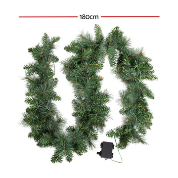 Jingle Jollys 1.8m Christmas Garland with LED lights Party Xmas Decorations - 0