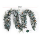 Jingle Jollys 2.7m Christmas Garland with LED Lights Snowy Decoration Xmas Party-2