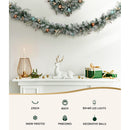 Jingle Jollys 2.7m Christmas Garland with Wreath Set LED Lights Snowy Xmas Decor-3