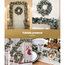 Jingle Jollys 2.7m Christmas Garland with Wreath Set LED Lights Snowy Xmas Decor-6