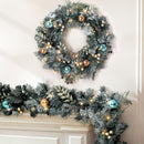 Jingle Jollys 2.7m Christmas Garland with Wreath Set LED Lights Snowy Xmas Decor-7