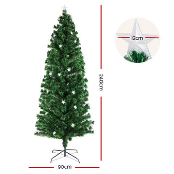 Jingle Jollys 2.4m Christmas Tree Optic Fibre LED Xmas tree Multi Colour - 0