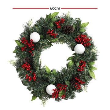Jingle Jollys 2FT 60CM Christmas Wreath with Decor Xmas Tree Decoration - 0