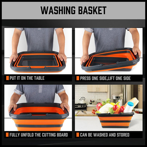Adjustable Collapsible Sink 16L Large Portable Basket Wash Basin Outdoor Camping - RnR Galore