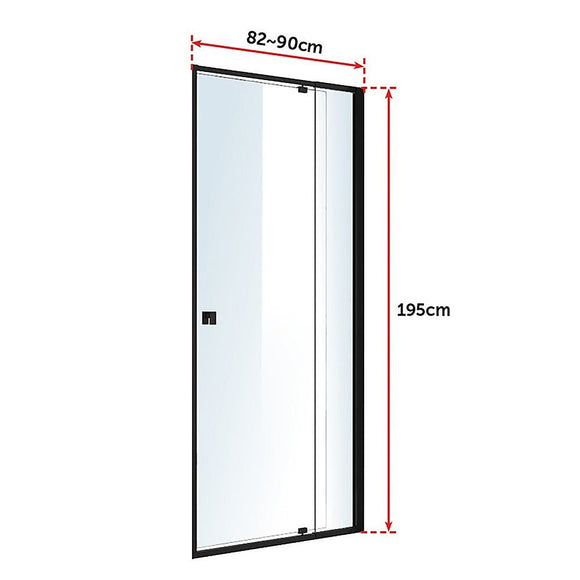 Adjustable Semi Frameless Shower Screen (82~90) x 195cm Australian Safety Glass - RnR Galore