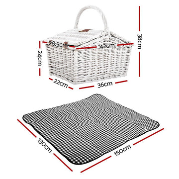 Alfresco 2 Person Picnic Basket Set Insulated Blanket Bag - RnR Galore