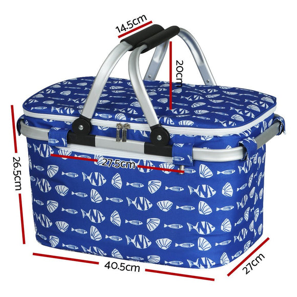 Alfresco Picnic Basket Folding Bag Hamper Food Insulated Cover Storage - RnR Galore