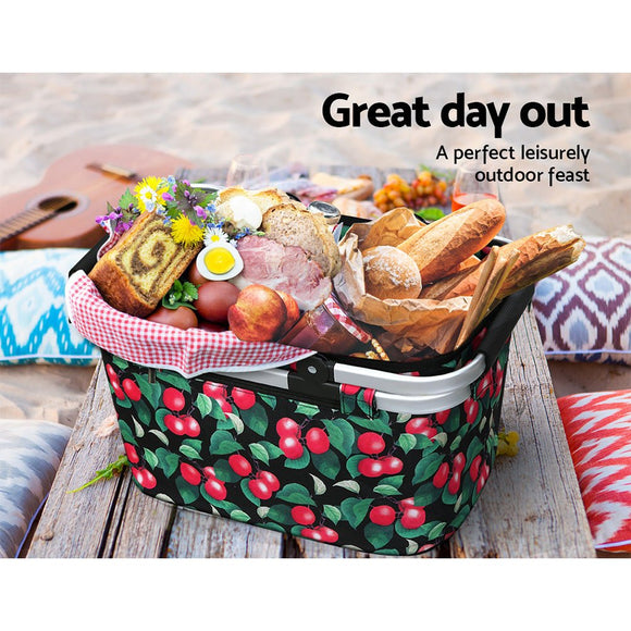 Alfresco Picnic Basket Folding Bag Hamper Food Storage Insulated - RnR Galore