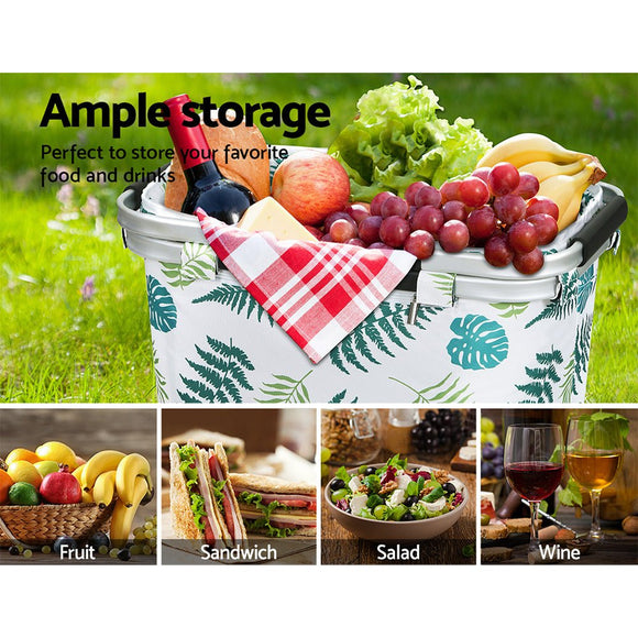 Alfresco Picnic Basket Folding Bag Hamper Insulated Food Storage - RnR Galore