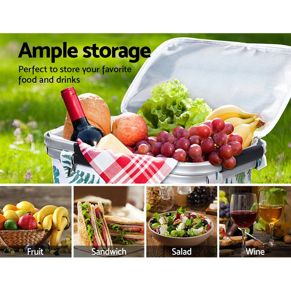 Alfresco Picnic Basket Folding Bag Insulated Hamper Food Cover Storage - RnR Galore