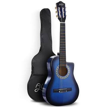 Alpha 34 Inch Classical Guitar Wooden Body Nylon String Beginner Kids Gift Blue - RnR Galore