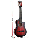 Alpha 34 Inch Classical Guitar Wooden Body Nylon String Beginner Kids Gift Red - RnR Galore