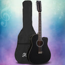Alpha 42 Inch Acoustic Guitar 12 Strings w/ Equaliser Electric Output Jack Black - RnR Galore
