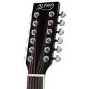 Alpha 42 Inch Acoustic Guitar 12 Strings w/ Equaliser Electric Output Jack Black - RnR Galore