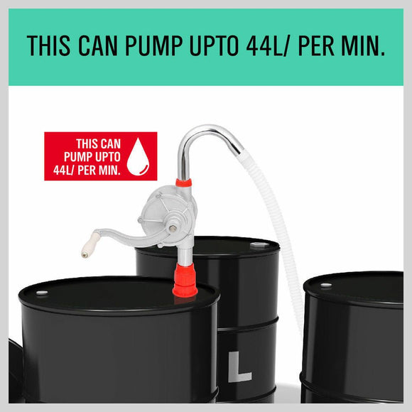 Aluminium Rotary Drum Pump Diesel Fuel Kero Oil Petrol 44 Gallon Drum Hand Pump - RnR Galore
