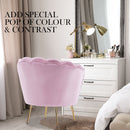 Armchair Lounge Chair Accent Velvet Shell Scallop + Round Ottoman Footstool PINK - RnR Galore
