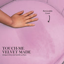 Armchair Lounge Chair Accent Velvet Shell Scallop + Round Ottoman Footstool PINK - RnR Galore