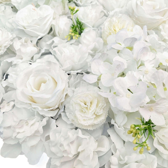 Artificial Flower Wall Backdrop Panel 40cm X 60cm Mixed Whites - RnR Galore