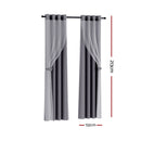 Artiss 2X 132x213cm Blockout Sheer Curtains Charcoal - RnR Galore