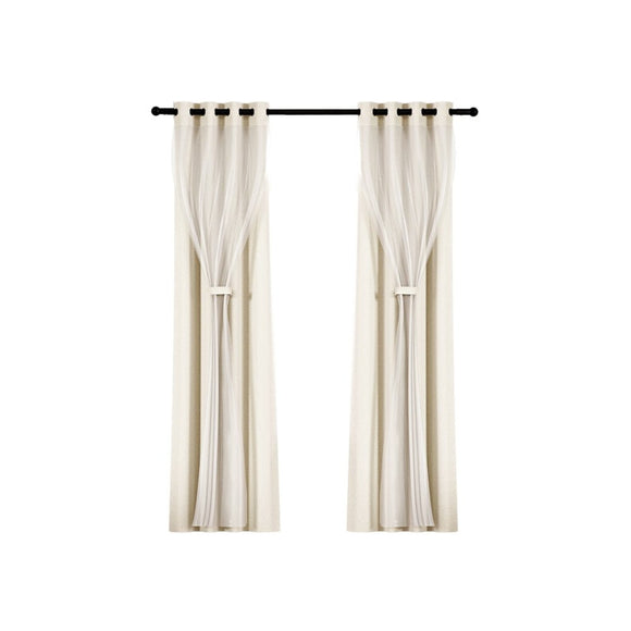Artiss 2X 132x274cm Blockout Sheer Curtains Beige - RnR Galore