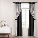 Artiss 2X 132x274cm Blockout Sheer Curtains Black - RnR Galore