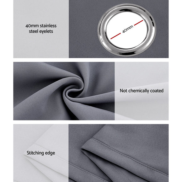 Artiss 2X 132x274cm Blockout Sheer Curtains Charcoal - RnR Galore