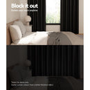 Artiss 2X Blockout Curtains Eyelet 140x230cm Black Shine - RnR Galore