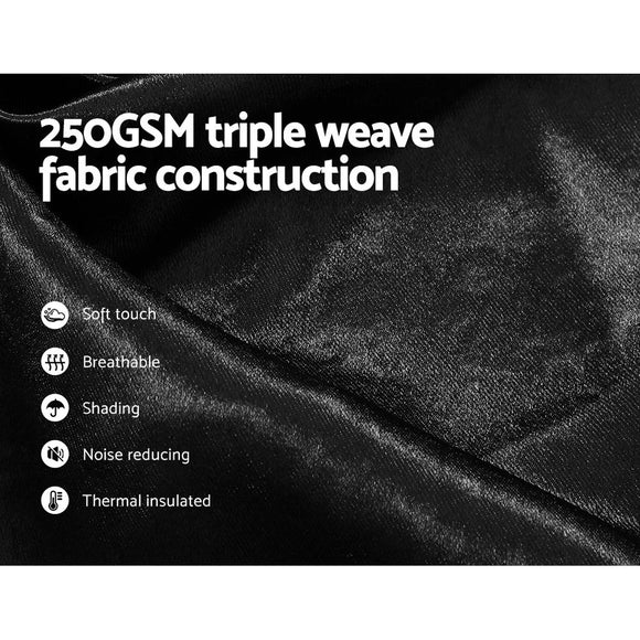 Artiss 2X Blockout Curtains Eyelet 180x213cm Black Shine - RnR Galore