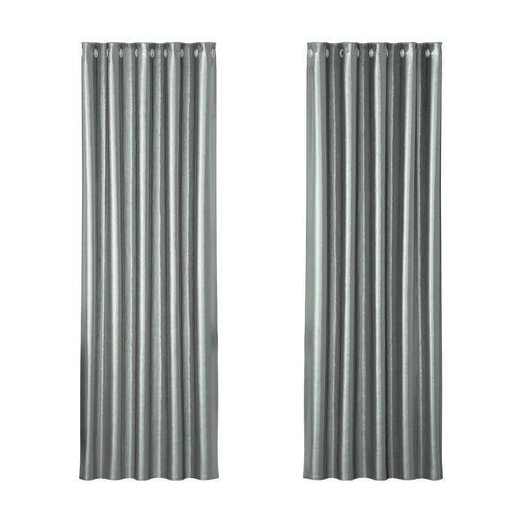 Artiss 2X Blockout Curtains Eyelet 180x213cm Grey Shine - RnR Galore