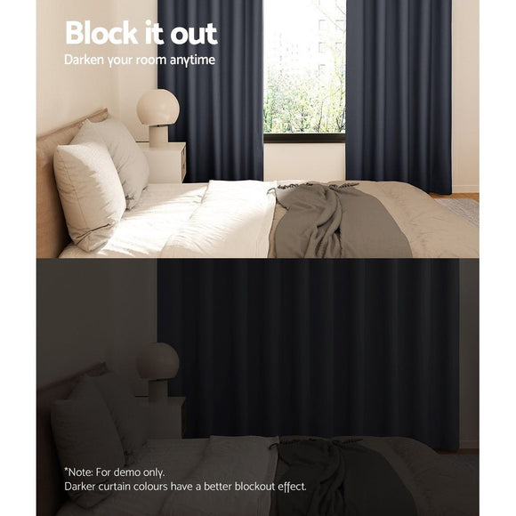 Artiss 2X Blockout Curtains Eyelet 240x230cm Charcoal - RnR Galore
