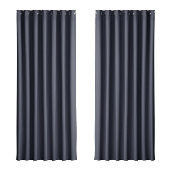 Artiss 2X Blockout Curtains Eyelet 240x230cm Charcoal - RnR Galore