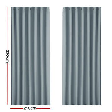 Artiss 2X Blockout Curtains Eyelet 240x230cm Grey - RnR Galore